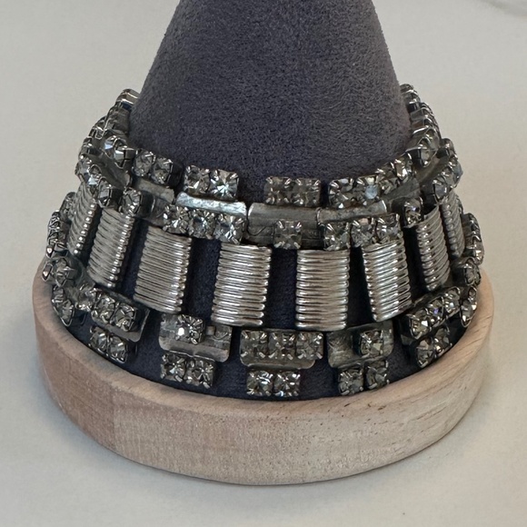 DANNY POLLAK Antique Silver Black Diamond Swarovski Crystal Rock & Roll Bracelet - Picture 5 of 11